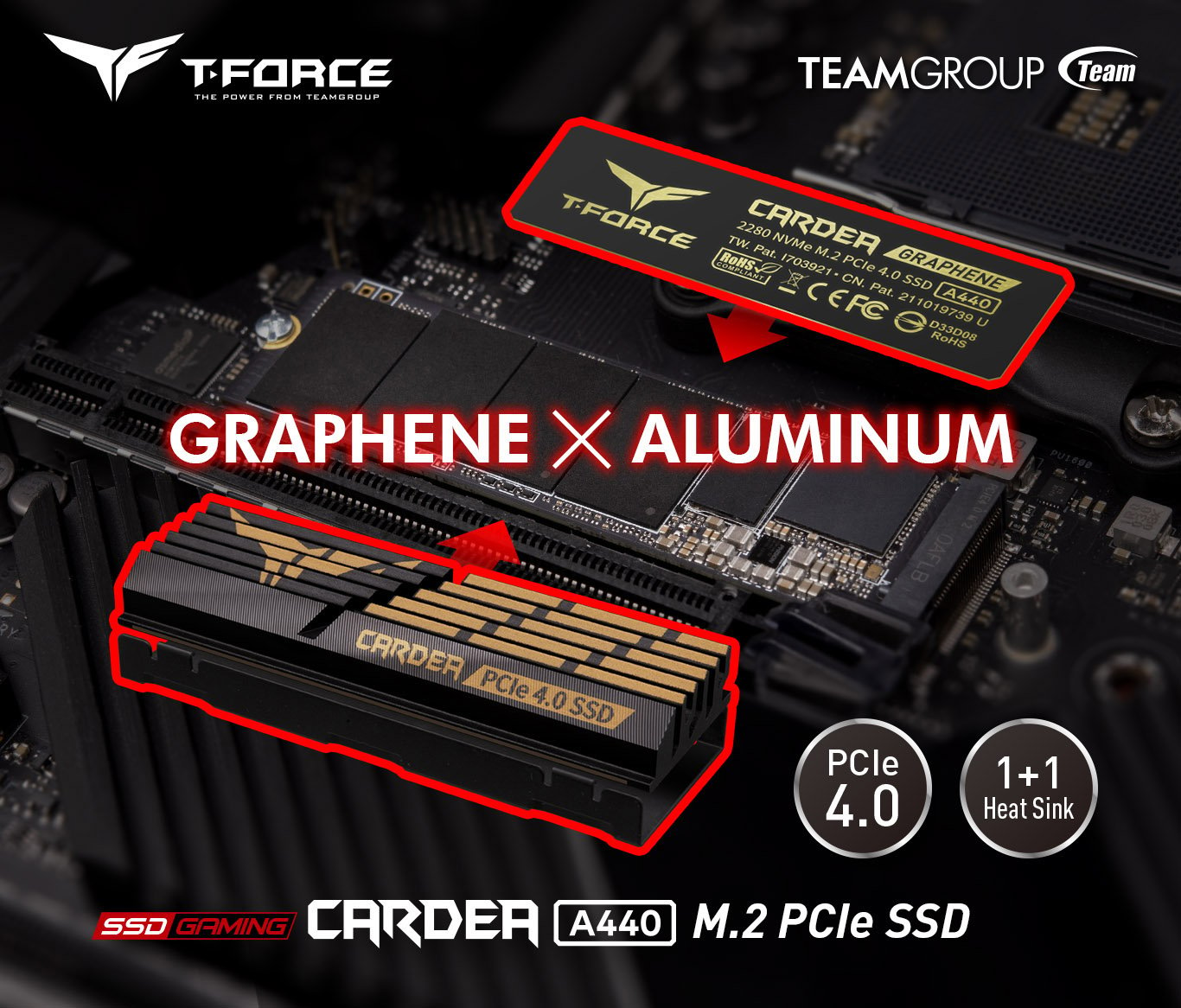 Team Group T-FORCE CARDEA A440 M.2 2280 2TB PCIe Gen 4.0 x4 NVMe 1.4, PS5  Compatible, Internal Solid State Drive (SSD) TM8FPZ002T0C327